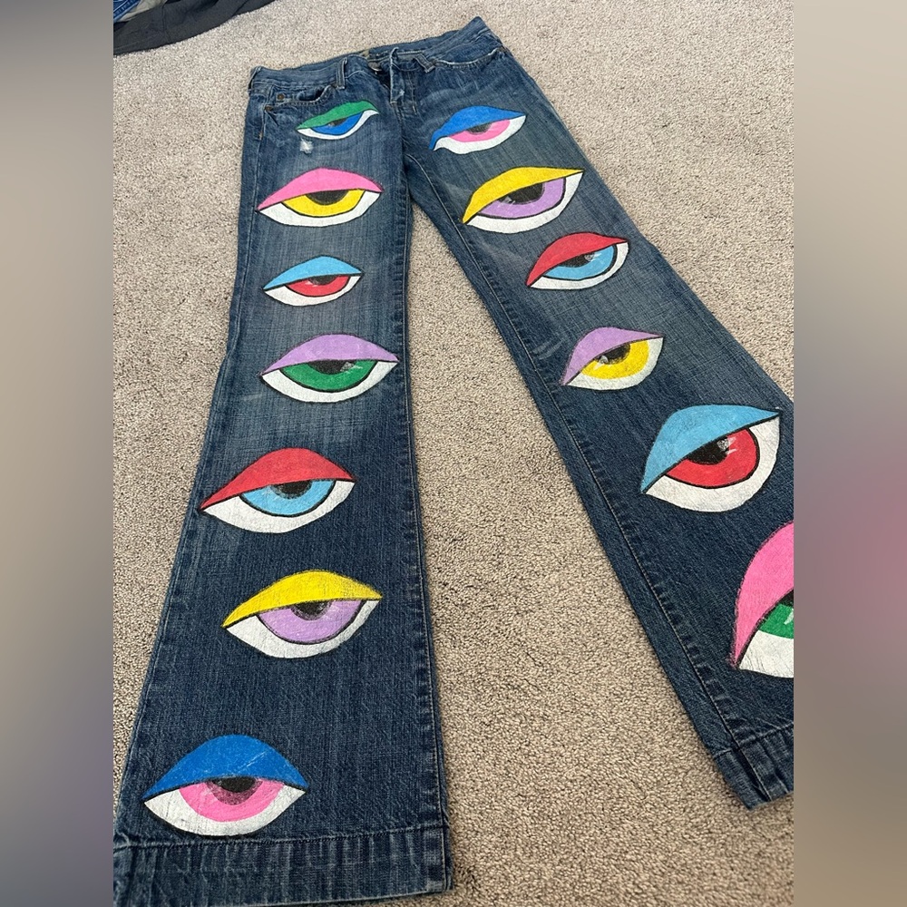7 For All Mankind painted jeans